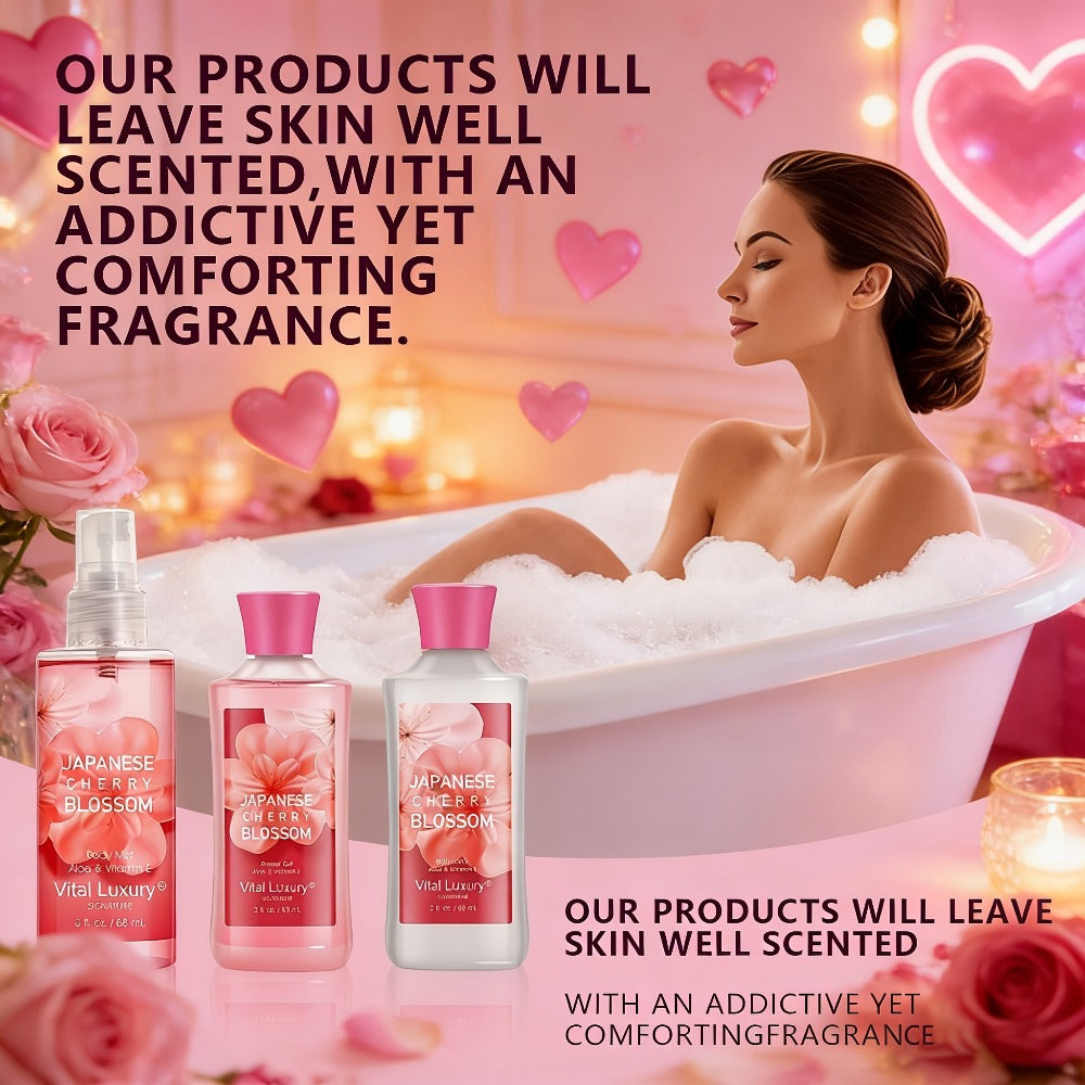 Three-Piece Vanilla Heaven Bath Set with 3 oz Shower Gel, Body Lotion, Body Mist and Clear Pouch