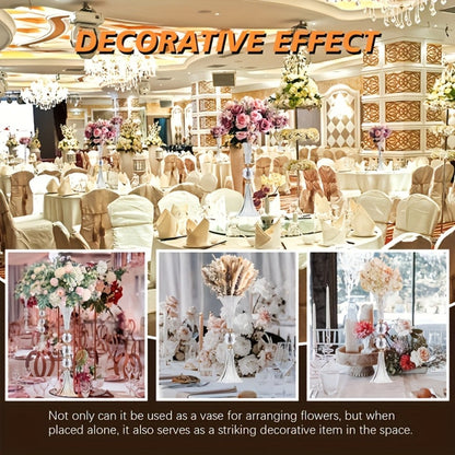 Tall Acrylic Vases 2-Pack – 24.8 Inch Clear Ribbed Floor Vase with Gold Rim, Transparent Crystal Flower Stand for Wedding Centerpiece, Bridal Shower, Bohemian Decor & Home Living Room