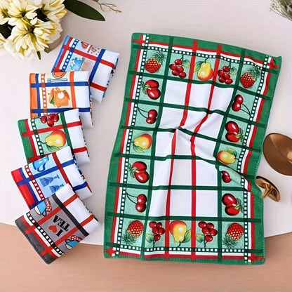 Six-Piece Printed Kitchen Towel Set, Approximately 60 x 40cm Each in Combination A or B Designs