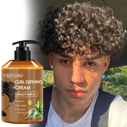 Curl Setting Cream with Castor Oil 280ml - Moisturizing Long-Lasting Curl Definition & Frizz Control, Non-Greasy Lightweight Formula for Wavy, Curly & Straight Hair, Women & Men