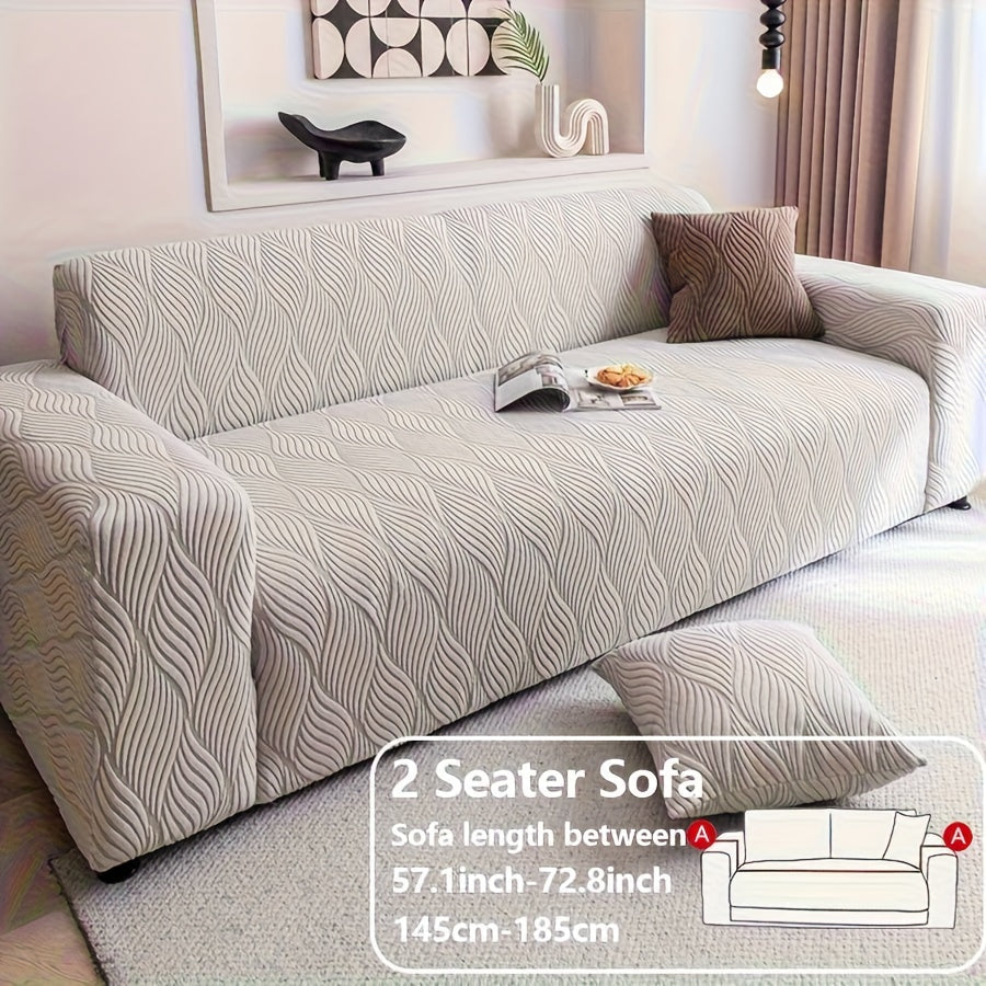 Sofa Cover Polar Fleece Modern Jacquard Elastic Slipcover with Anti-Slip Fit for 1 to 4-Seater Sofas