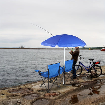 Portable Folding Chair with Removable Sun Umbrella - 2-Seat Outdoor Foldable Chair, Steel Frame Oxford Fabric, Lightweight Sun Shade Seat for Fishing Beach Camping Sunbathing Outdoor Activities