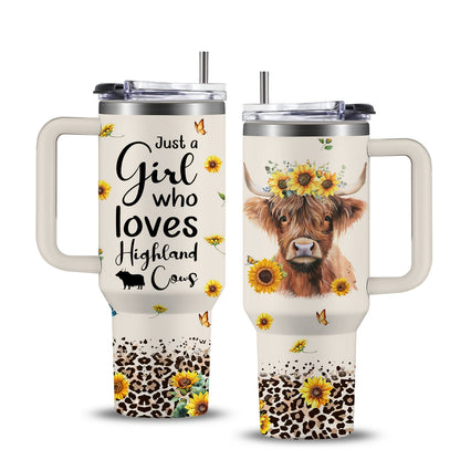 Insulated Tumbler 40oz Cow Print 304 Stainless Steel with Handle, Lid and Double-Wall Vacuum Design