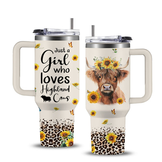 Insulated Tumbler 40oz Cow Print 304 Stainless Steel with Handle, Lid and Double-Wall Vacuum Design