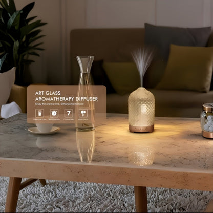 200ml Essential Oil Diffuser with Textured Glass-Style Cover, Seven-Color Light and 2H, 4H or 6H Timer