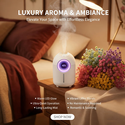 Humidifier 3-Piece Mini Set with Adjustable Mist, Soft LED Light and White-Green Color Combinations