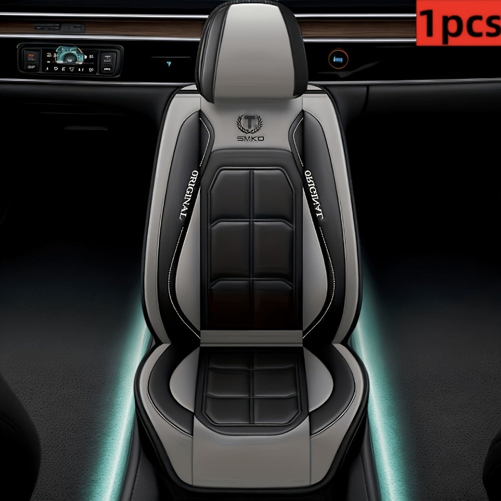Car Seat Covers Sporty Faux Leather Full-Coverage Front Seat Design in Green or Blue Options