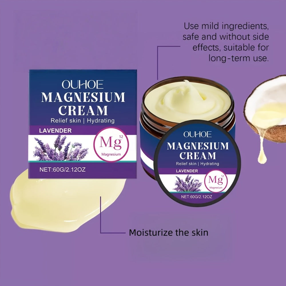 Body Cream OUHOE Magnesium Lavender 60g Jars in a Two-Piece Boxed Set for External Massage Use
