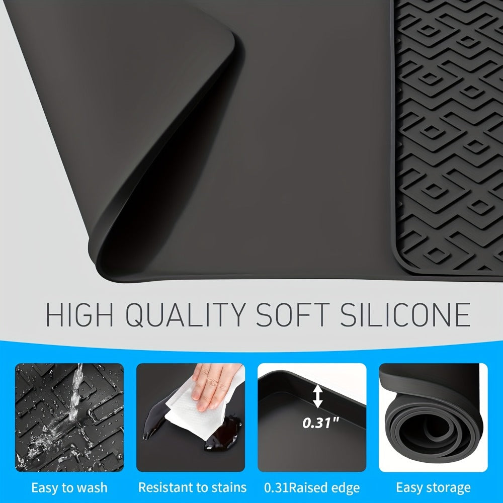 Kitchen Mat, 23.6x15.7-Inch Silicone Coffee Machine Mat with Detachable Side Pad and Three Styles