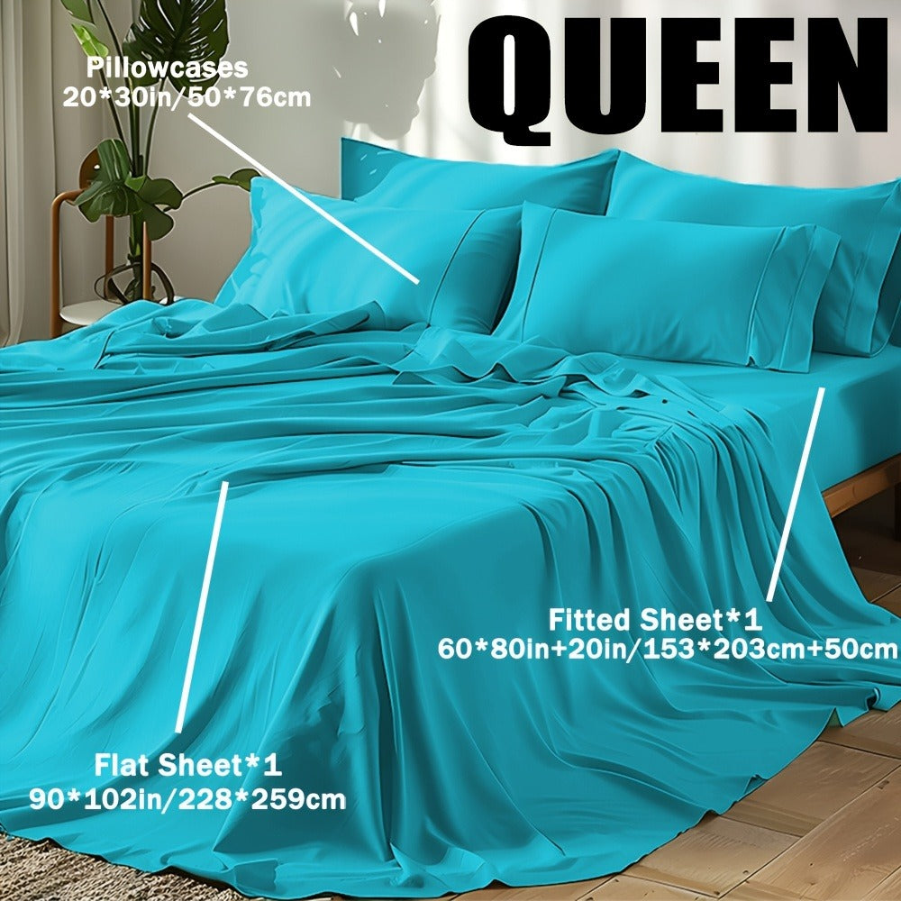 Deep-Pocket Fitted Sheet in Eleven Colors and Twin, Full, Queen or King Checkout Sizes for Home and Everyday Use