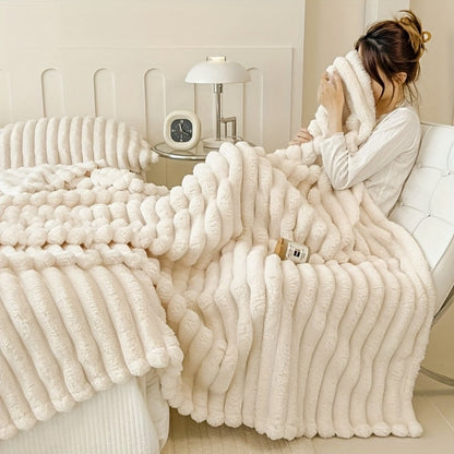 Reversible Faux Rabbit Hair Blanket in Four Colors and Five Sizes from 39 x 60 to 108 x 90 Inches
