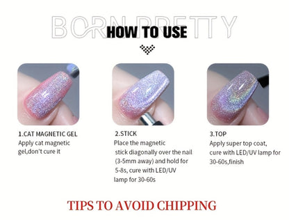 Gel Nail Polish in 10ml Black Magnetic Cat-Eye with Glass-Bead Shimmer, BGC01 or MY49 for Shimmer Art