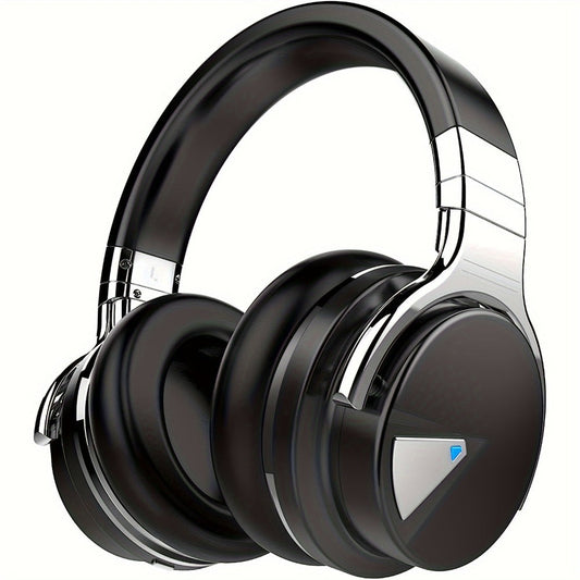 Active Noise Cancelling Over-Ear Headphones MIGHTY ROCK, Wireless Bluetooth 5.2 with 45mm Drivers Deep Bass, 30H Playtime Built-in Mic, Foldable Protein Earpads Headset for Travel Work Study Flight