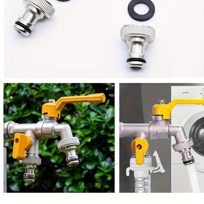 Dual-Outlet Garden Hose Faucet with Two Yellow Lever Handles in the Exact 1pc Checkout Option