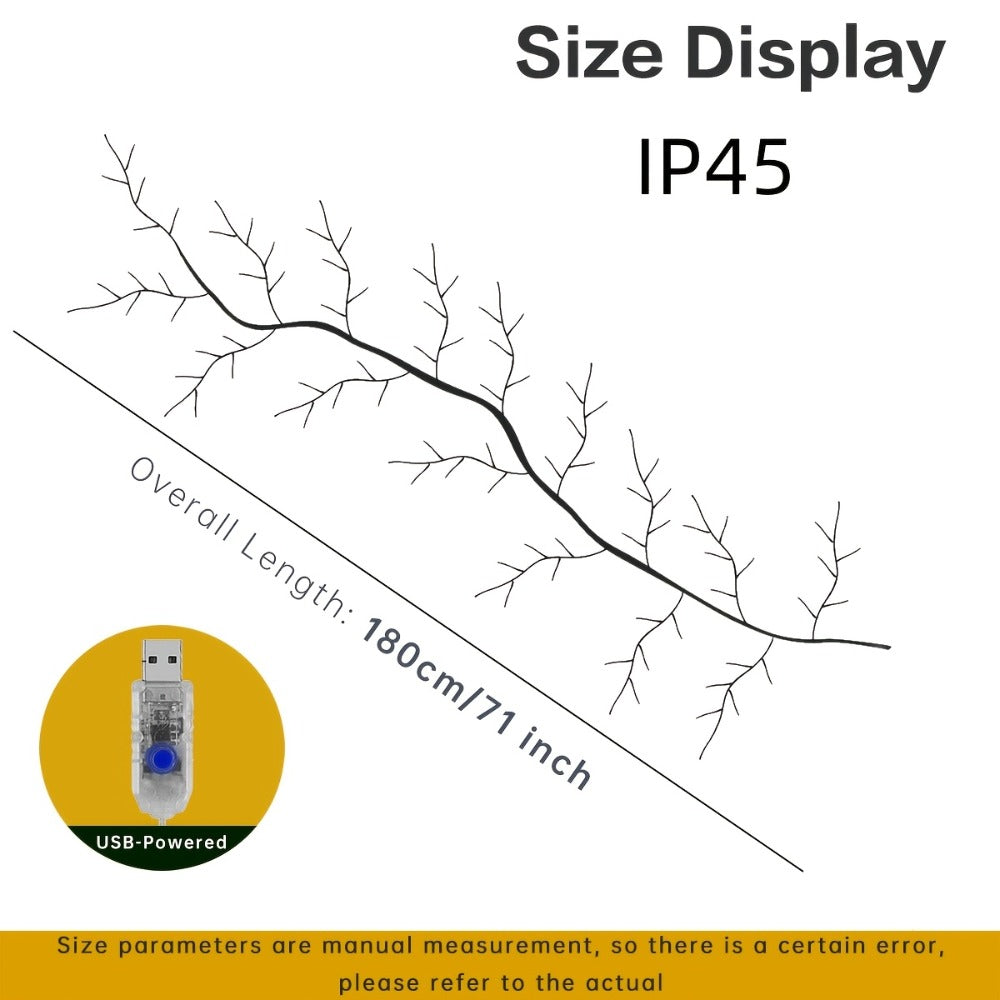 LED Vine Fairy Lights for Wall Decor – 96 LEDs Enchanted Willow Branch Lights, 5.9Ft Warm White Artificial Plant String Lights for Bedroom, Living Room, Party & Christmas Decorations