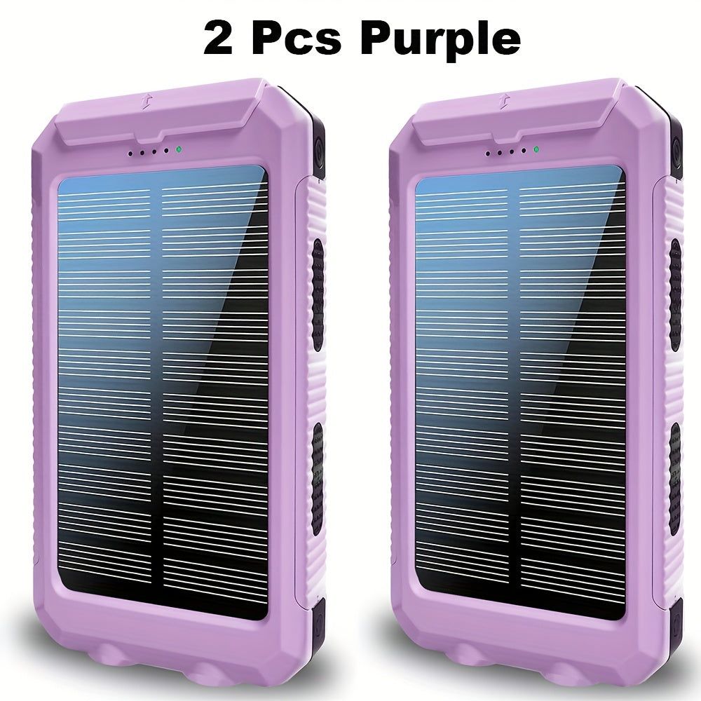 2-Pack Solar Power Bank 20000mAh 40000mAh Portable Dual USB Fast Charging with Built-In for an Everyday Personal Care Routine