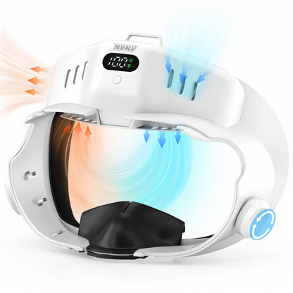 Meta Quest 3 VR Cooling Fan with Anti-Fog Face Pad - Dual Turbo 3-Speed 1000mAh Battery Breathable Face Interface Replacement