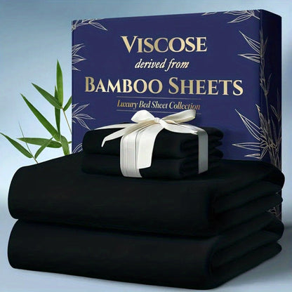 Bed Sheet Set 6-Piece Bamboo Fabric with 40–44 cm Pocket, Double-Stitched Edges and Seven Colors