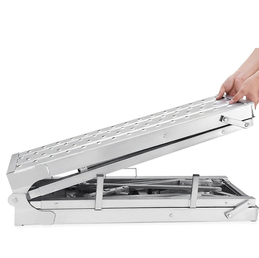 Adjustable Folding Scaffolding Work Platform, Portable Drywall Bench Step Ladder with Anti-Slip Feet & Safety Lock
