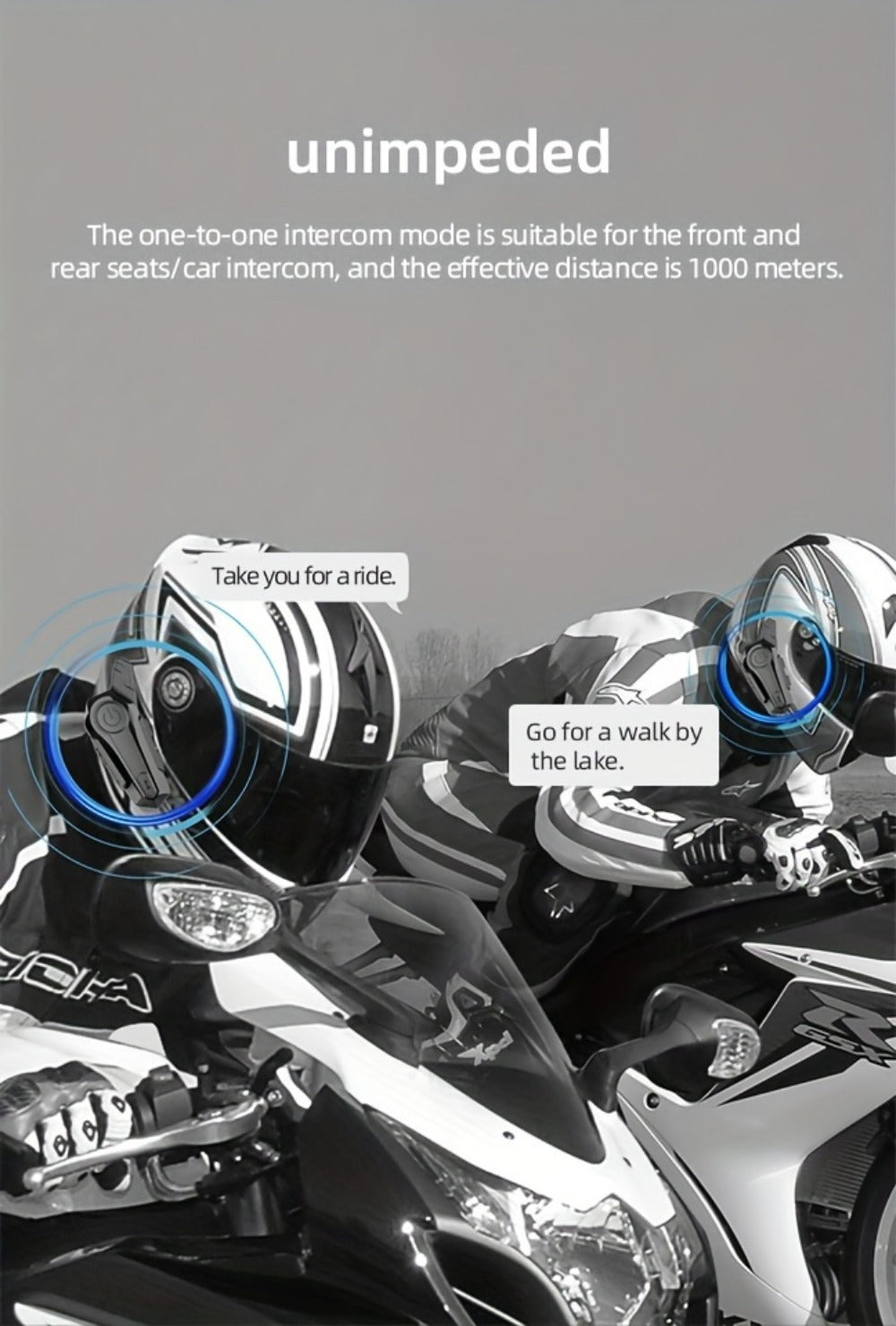 Motorcycle Helmet Bluetooth Intercom Headset – Wireless Real-Time 2-Rider Communication, Compatible with Full Face, 3/4 & Open Face Helmets, Hard Mic & Soft Mic Included, X1 Pro Max