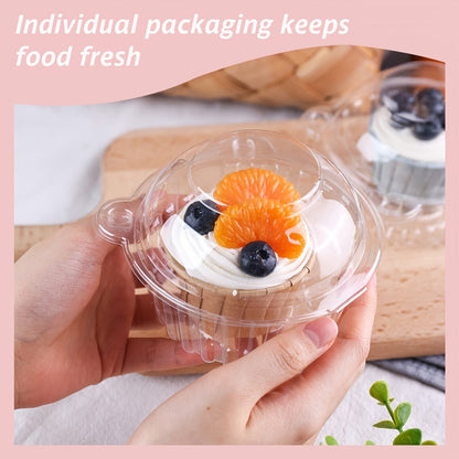 Individual Cupcake Container Set, 80 Clear Plastic Boxes with Dome Lids and Flip-Top Closures