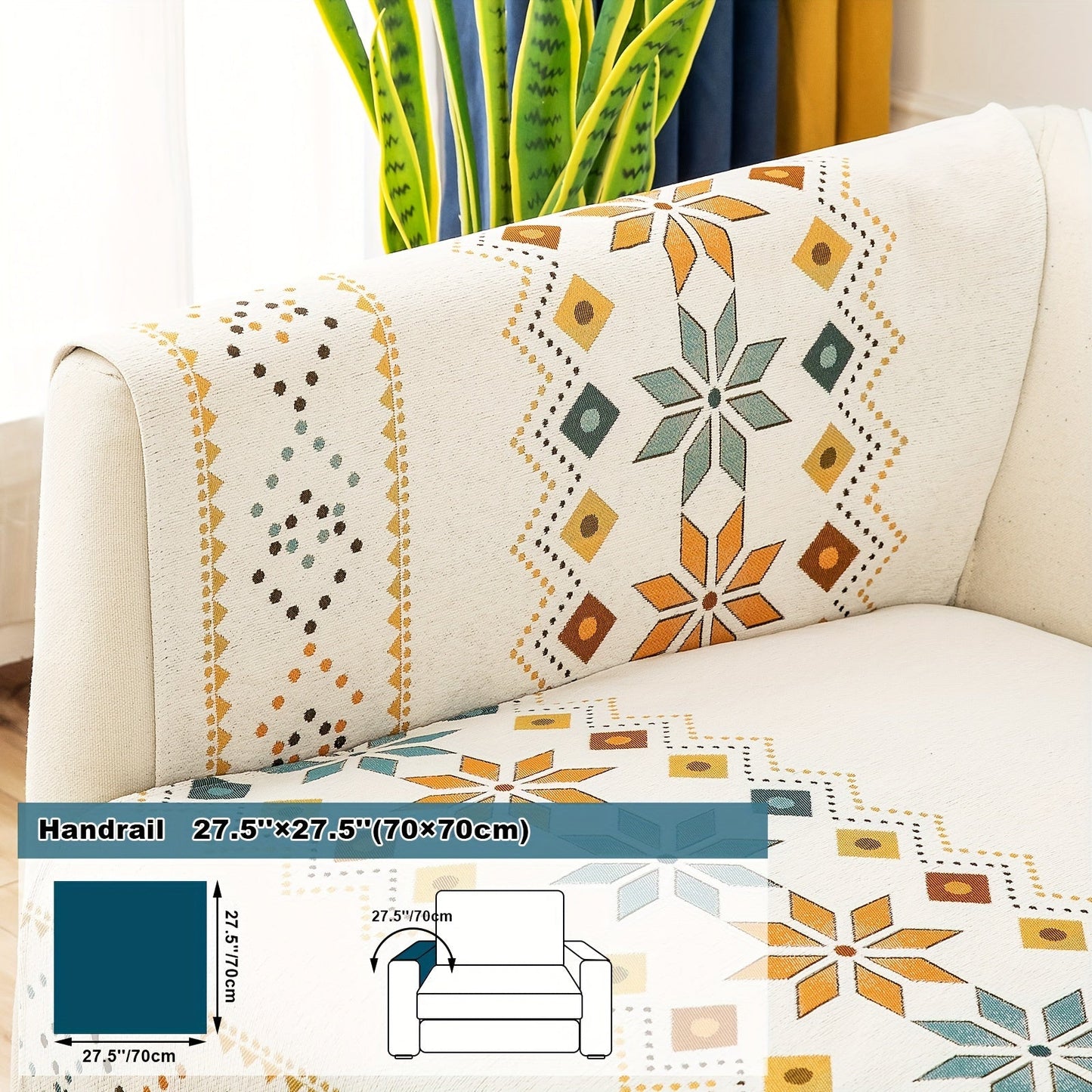 Sofa Cover Bohemian Geometric Panels for 1 to 4 Seats, Armrest or Backrest in Five Color Options