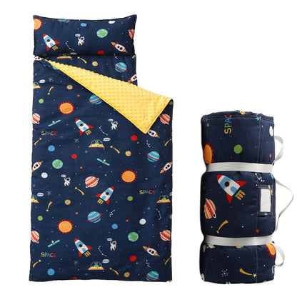 Kids Nap Mat Roll-Up Sleeping Mat for Daycare & Travel - 100% Polyester, Machine Washable, Fun Prints