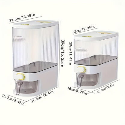 Rice Storage Container with Measuring Cup & Time Markings – Large Capacity 11/22LB Airtight Grain Dry Food Pantry Kitchen Organizer