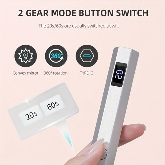Mini Handheld Nail Dryer LED Lamp USB Powered Fast Dry Gel Polish Curer Portable Small Nail Lamp for Home Salon Travel Manicure DIY Nail Art Black Blue Gray Light Blue