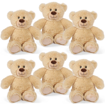 Plush Toy – Six-Pack of 8-Inch Teddy Bears in Mixed, Dark Brown or Light Brown Sets for Event Favors