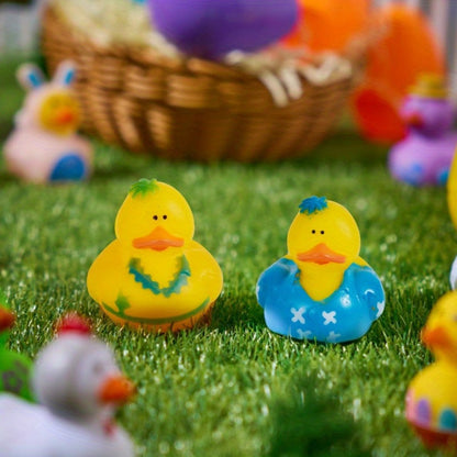 Party Favors Mini Rubber Ducks, 15-Piece Multicolor Assortment with Mesh Storage Bag and 2-Inch Size