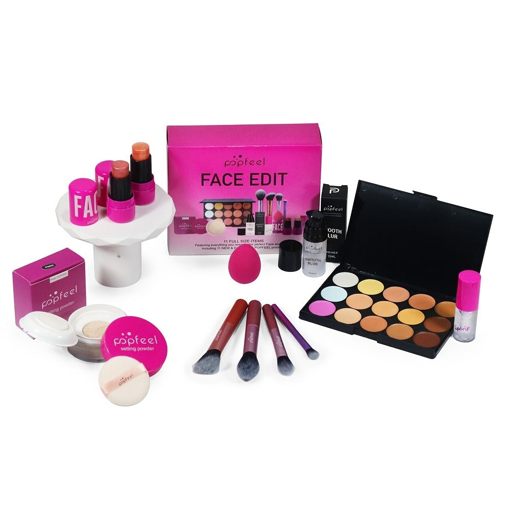 Makeup Gift Set Box for Women Teens – Eyeshadow Palette Blush & Foundation Waterproof Long-Lasting Complete Beauty Cosmetic Kit All Skin Tones Everyday Outdoor Wear