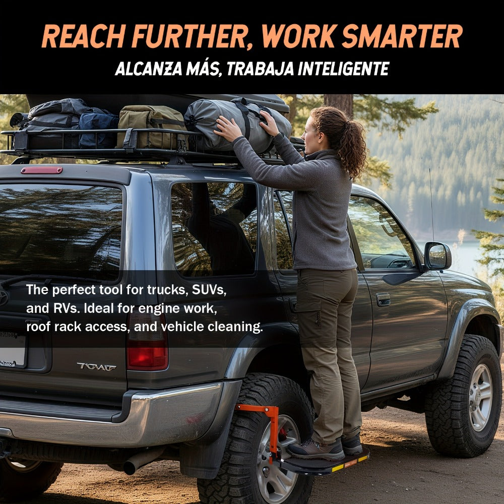 Tire Step Foldable Anti-Slip Thickened – 300 / 500 / 650 lb Capacity Adjustable Height for Truck SUV Trailer Maintenance, Fits Tires Up to 13.5" Wide, Portable