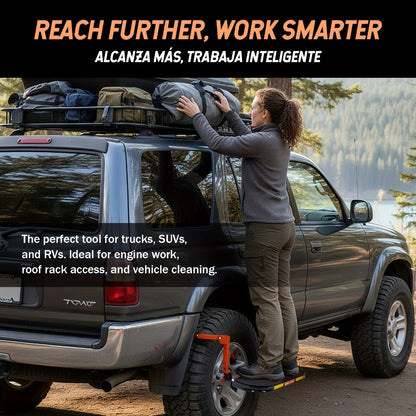 Tire Step Foldable Anti-Slip Thickened – 300 / 500 / 650 lb Capacity Adjustable Height for Truck SUV Trailer Maintenance, Fits Tires Up to 13.5" Wide, Portable