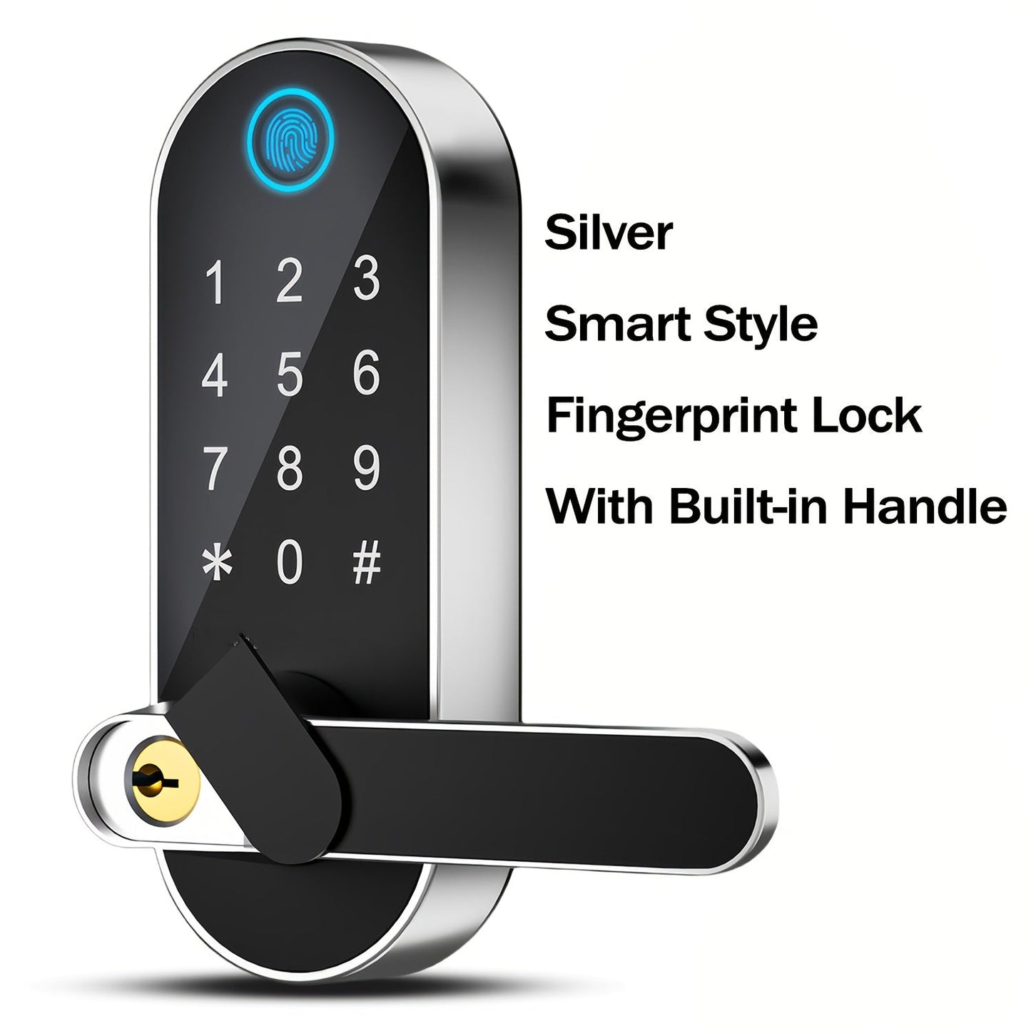 Heavy Duty Smart Deadbolt with Biometric Fingerprint & Keypad - App Control, Auto-Lock, Keyless Entry for Front Door, Office & Apartment, Zinc Alloy, Optional Handle Set Included