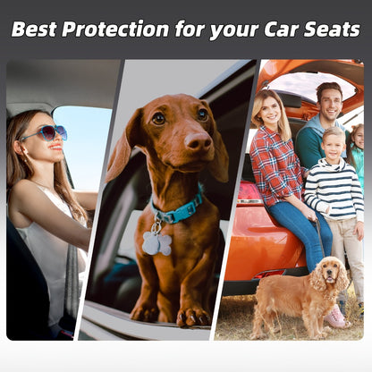 Waterproof Car Seat Covers Full Coverage PU Leather – Full Set for 2 or 5 Seats, Universal Fit Cars SUVs Trucks, Seat Protector Cushion, Black / Beige / Pink / Grey / Red