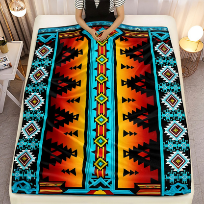 Tribal-Pattern Flannel Throw Blanket in Exact 30 x 40-Inch and 60 x 80-Inch Checkout Sizes