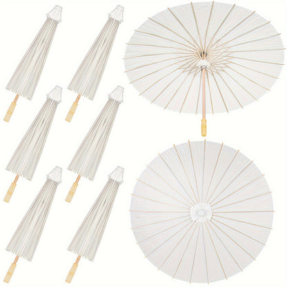 Paper Parasols 24 Pack 33 Inch - Decorative Paper Umbrellas for Party Photobooth Props, Wedding Decorations, Bridal Shower, Traditional Chinese Japanese Style with Wooden Handle