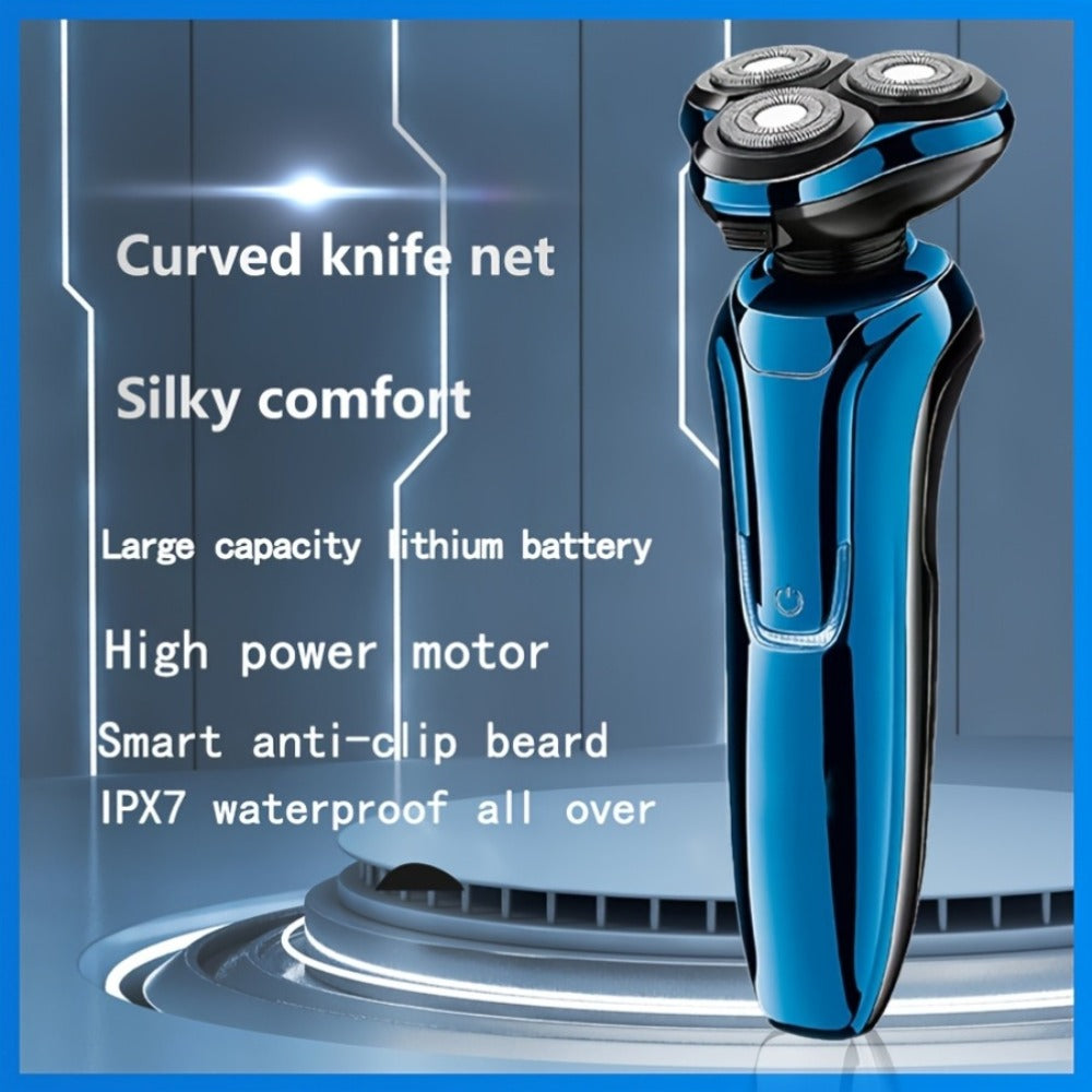 Electric Shaver 4D Floating Triple-Blade Razor with Wet/Dry Waterproof Use, LED Display and Type-C Charging