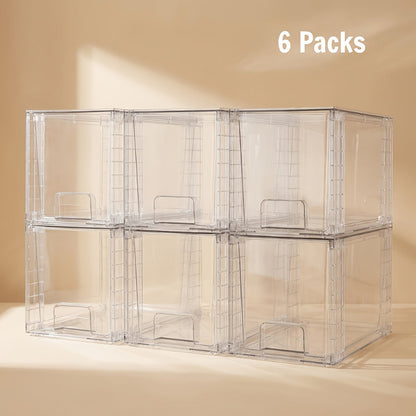 Acrylic Bin Food Storage Organizer with Stackable Lids, 12-Inch Size and Two- to Eight-Pack Options
