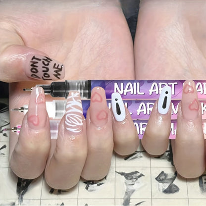 Acrylic Nail Art Pen Set 12 Colors 3D Doodle & Dot Stitching Pens, Quick Drying Precision Fine Tip for