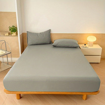 Fitted Sheet Set 3pcs with 2 Pillowcases | Soft Solid Color Bed Sheets Twin Full Queen King