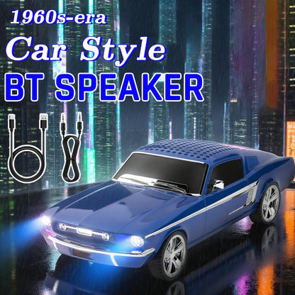 Retro Classic Car Model Bluetooth Speaker with Deep Bass, Colorful LED Lights, FM Radio, USB TF AUX Inputs, Built-In Mic, USB-C Rechargeable – Vintage Novelty Wireless Speaker for Home Decor, Office, Party & Gifts