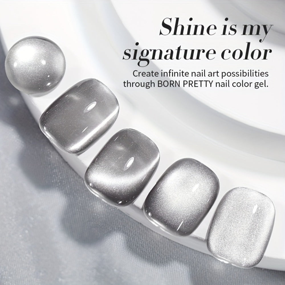 10ml BORN PRETTY MY78 Cat Eye Gel Polish in Smoky Ash Gray with Magnetic Tool and UV/LED Curing Label
