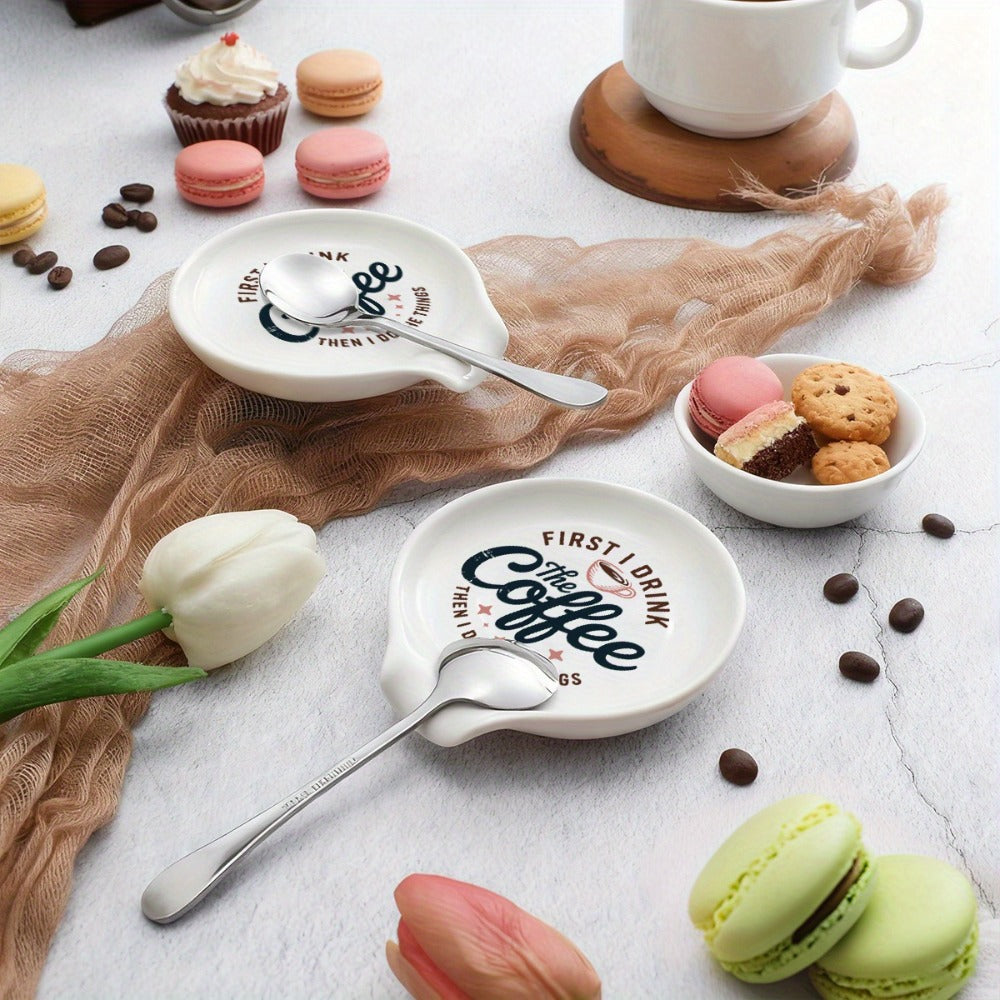 Ceramic Spoon Rest Funny Coffee Quote – "A Cup of No Return" Ceramic Utensil Holder for Coffee & Tea Spoons, Cute Spoon Holder for Kitchen Counter, Cafe Decor, Perfect Coffee Lover Gift