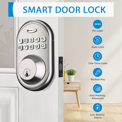 Electronic Keypad Deadbolt 3-Pack Keyless Entry Door Lock with 100-Code Capacity, Auto Lock, Anti-Peep PIN & Backup Key – No WiFi No App, Smart Lock for Home Villa Courtyard Apartment Standard Doors