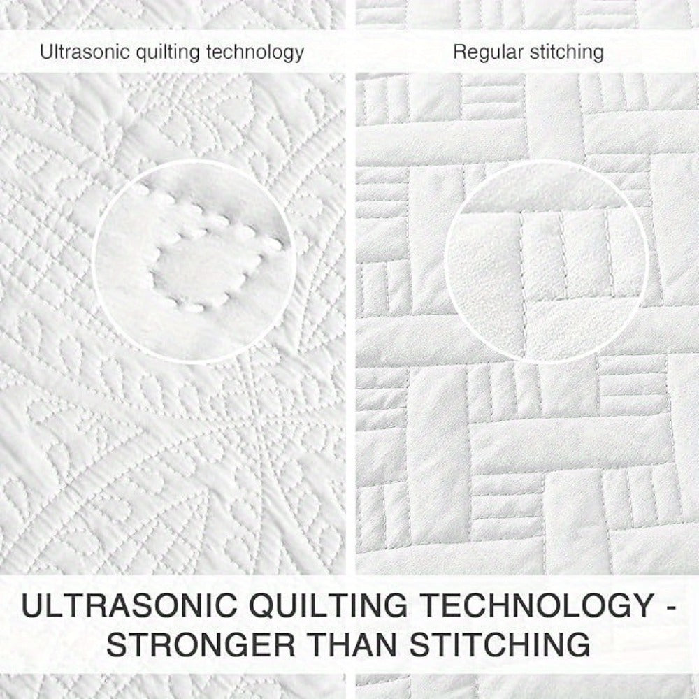 Three-Piece Lightweight Microfiber Quilt Set with Pillow Shams in Ten Size and Color Options
