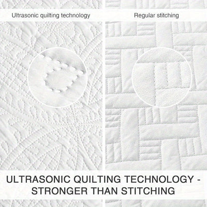 Three-Piece Lightweight Microfiber Quilt Set with Pillow Shams in Ten Size and Color Options
