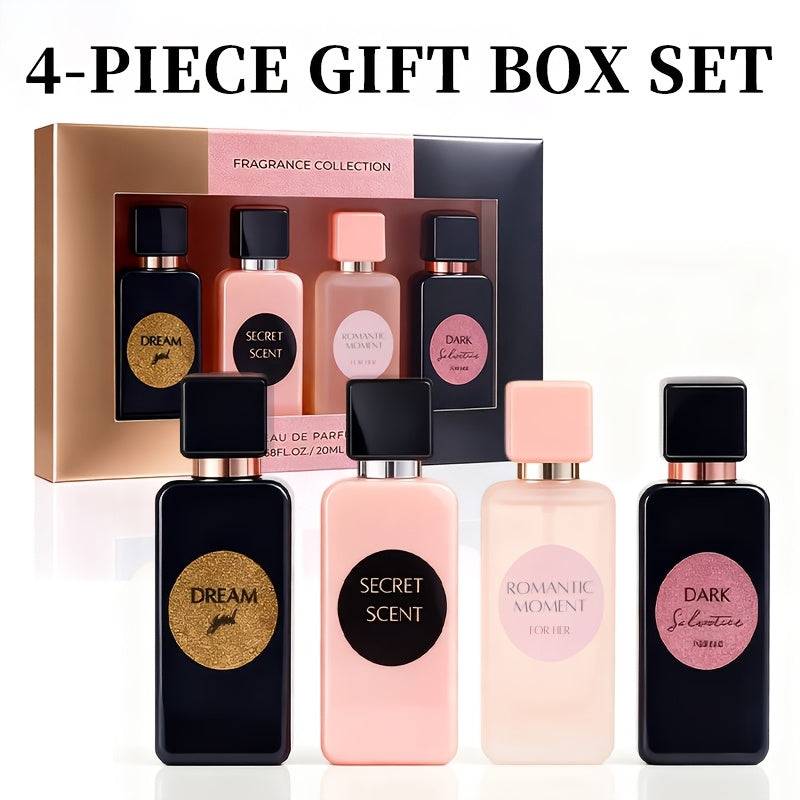 Perfume Gift Set for Women – 4-Piece Mini Luxury EDP Spray Collection, Long Lasting Fragrance, Travel Size 0.68 fl oz Each, Ready to Gift Box for Her
