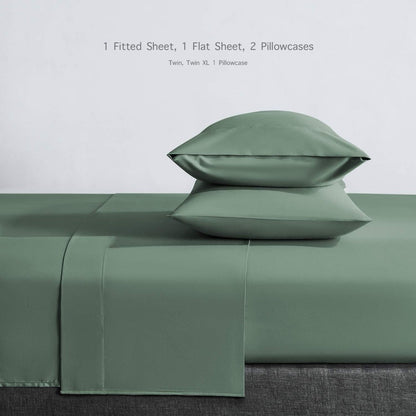 Four-Piece Twin Microfiber Sheet Set with Fitted and Flat Sheets, Two Pillowcases and Six Colors